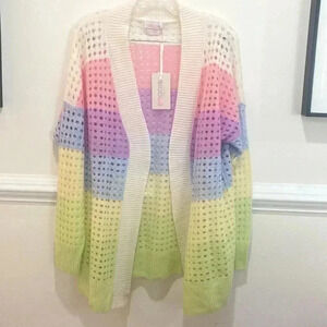 NWT Brodie Cashmere Rainbow Oversized Cashmere Cardigan Sz M